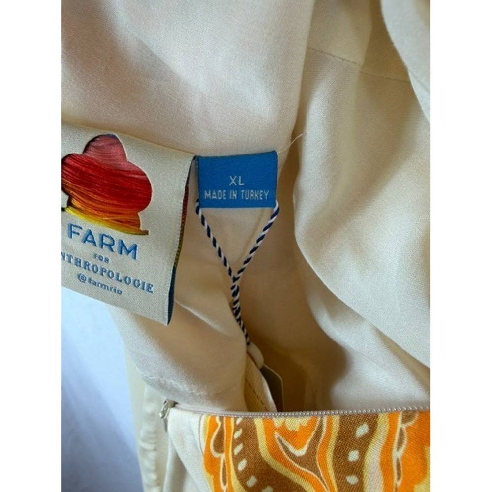 Farm Rio Anthropologie Maxi Dress XL Yellow Floral Retro Boho Tropical Chic - Picture 12 of 16